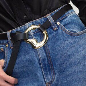 Cynthia Rowley Black Belt with Gold Heart Accent